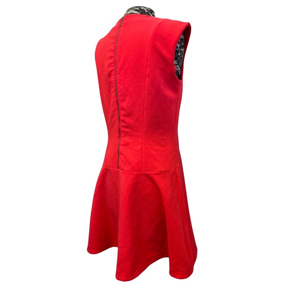 H&M Dress Scuba Short Sleeveless Pink Neon Fit Flare Drop Waist Peplum Zipper 14 - Picture 16 of 16